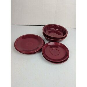 Fiestaware Claret Saucer , Bread Plate Cereal Bowl Set Of 6